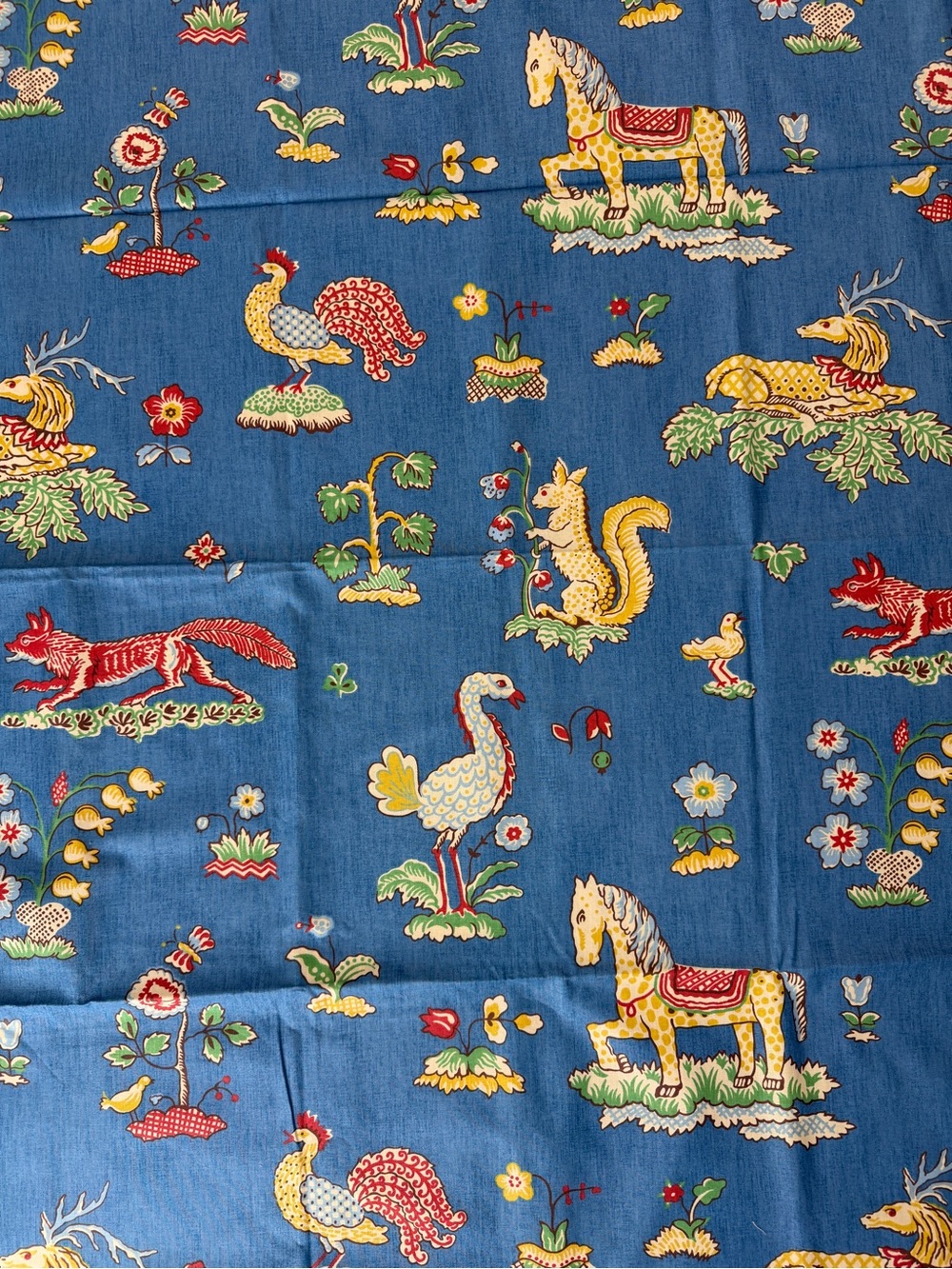 Vintage 1992 Jane Churchill Menagerie Printed In England Cotton Fabric 2 Yards